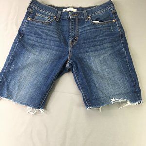 Levis 515 Cut Off Jean Short 12 Womens Dark Blue Denim Casual #1127